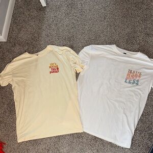 Women's Graphic Tees - Cream and White